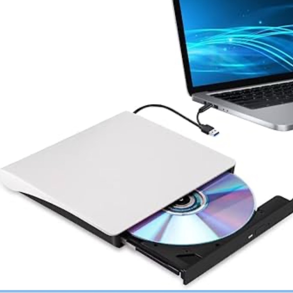 Hcsunfly External CD/DVD Drive for Laptop - White